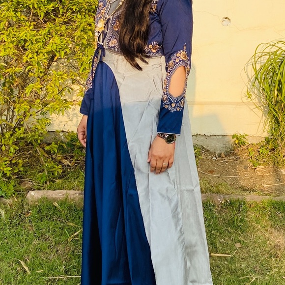 Dresses & Skirts - Grey and blue gown Wore once In prefect condition best suited for cocktail party